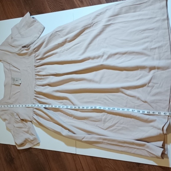 Baw Shop Cream Loose Fit Oversized Square Neck Babydoll Midi Dress A25 - Picture 5 of 9